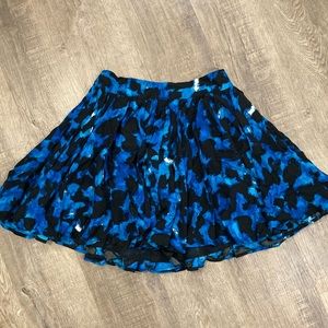 Blue floral circle mini circle skirt